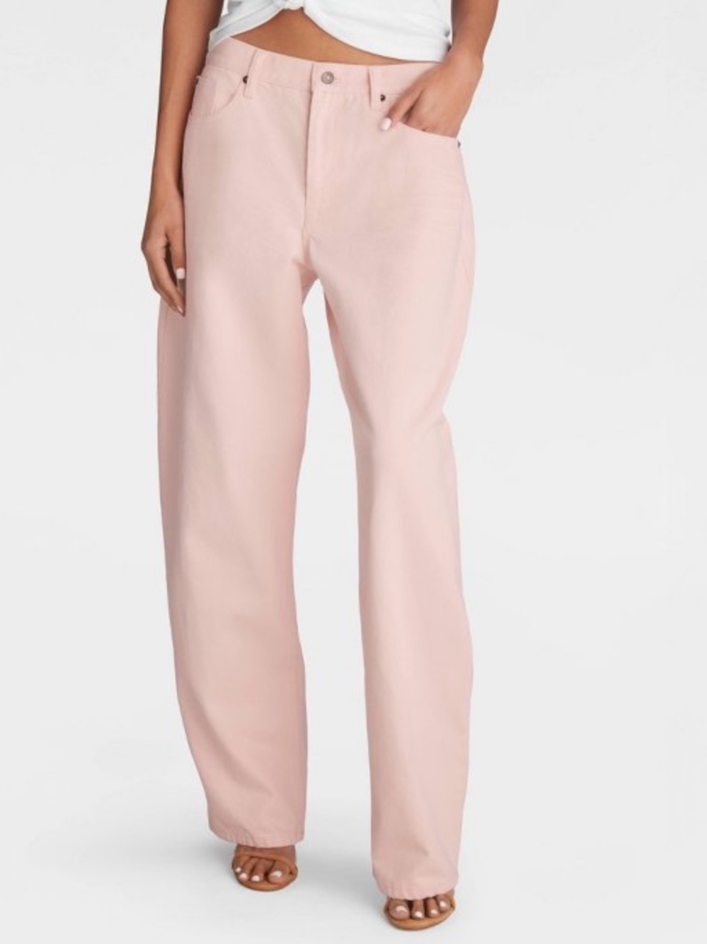 KBB by Khalana mid rise barrell leg light pink NWT b